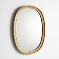 Round mirror with wooden frame for wall decoration - 60 x 60 x 3cm
