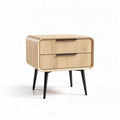 Bamboo nightstand with two drawers for bedroom storage - 50 x 40 x 45cm