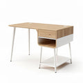 Wooden computer desk with storage and metal legs - 120 x 60 x 75cm