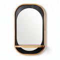 Wall-mounted mirror with wooden shelf, bamboo frame - 60 x 40 x 10cm