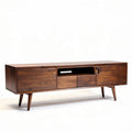 Walnut wood TV stand with storage - 150 x 40 x 50cm