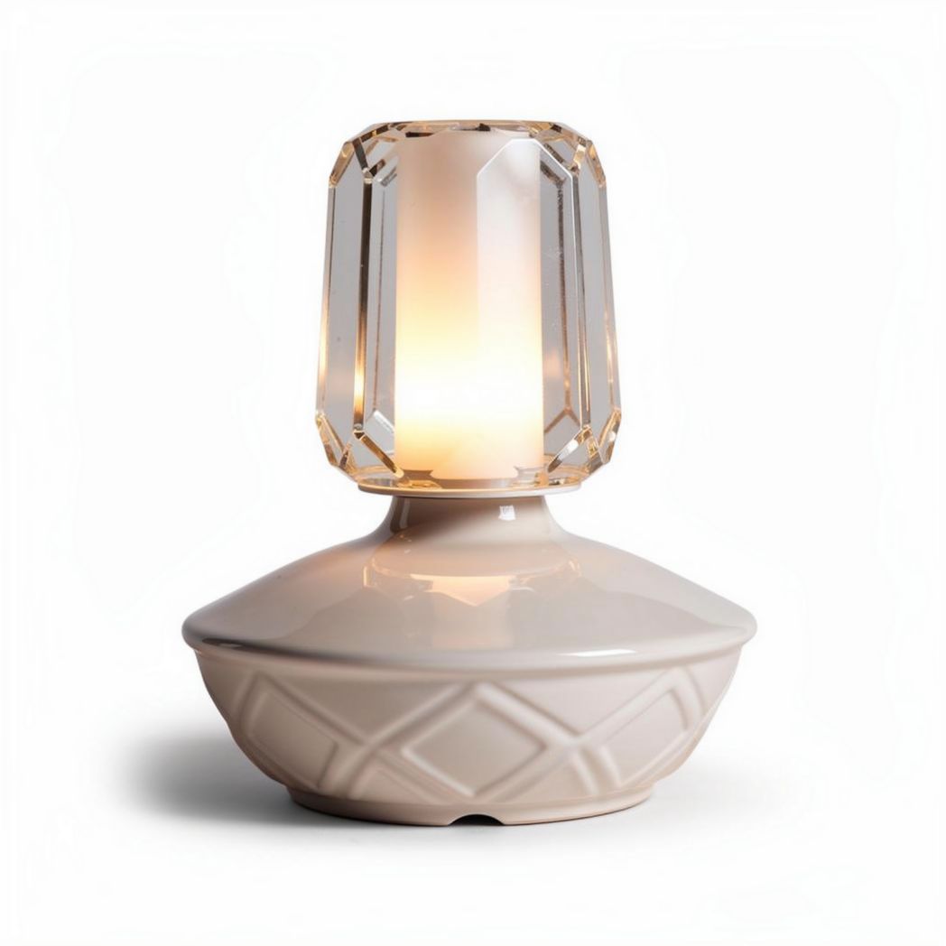 Crystal table lamp with ceramic base for home decor - 10 x 10 x 20cm