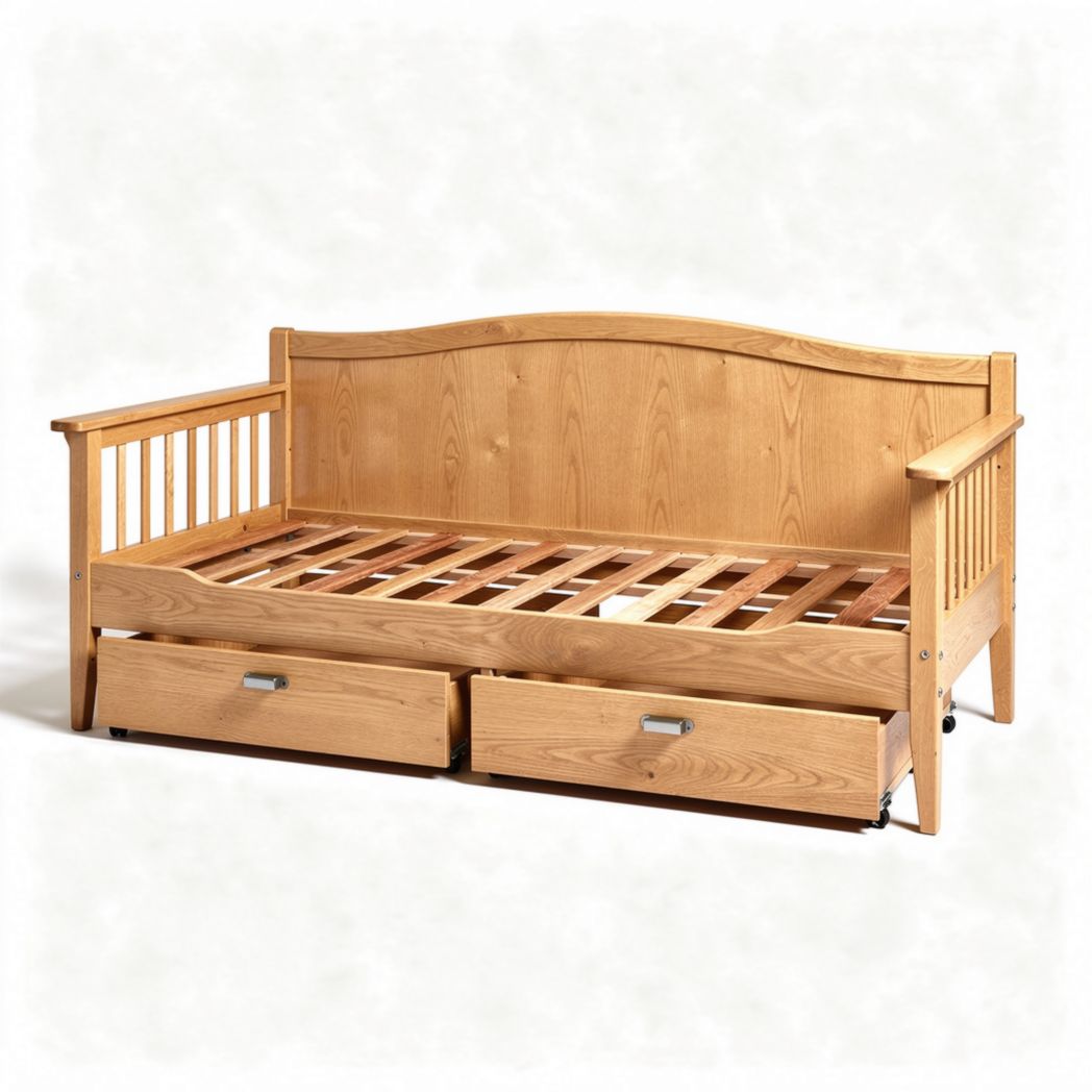 Wooden daybed with storage drawers - 200 x 90 x 80cm