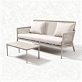 Outdoor patio sofa set with aluminum frame and removable cushions - 200 x 80 x 75cm