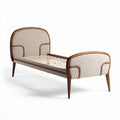 Fabric upholstered twin bed frame with wooden legs - 200 x 100 x 90cm