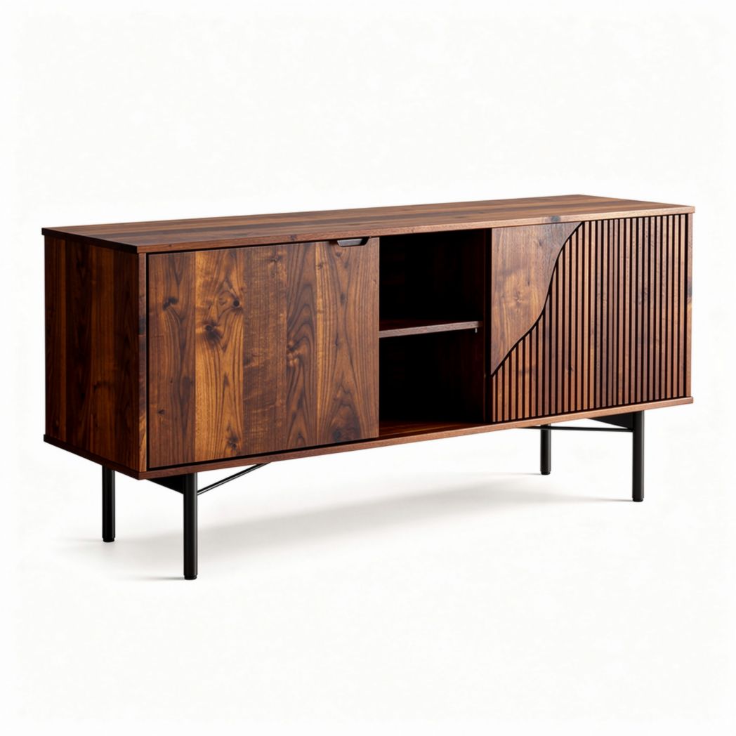 Rustic wood sideboard cabinet for living room - 150 x 40 x 75cm