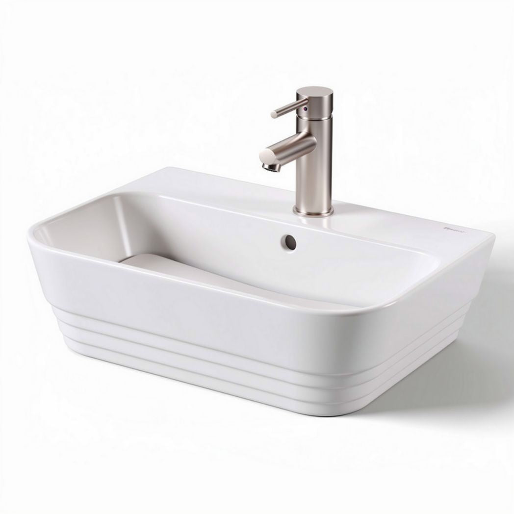 Ceramic bathroom sink with faucet - 50 x 35 x 15cm